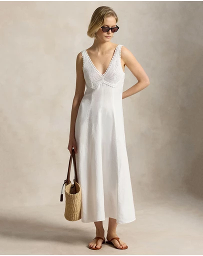 Polo Ralph Lauren - Crochet-Trim Linen Dress