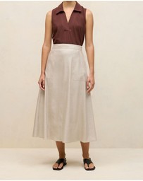 Trenery - Yarn Dyed Linen Blend Skirt in Flax