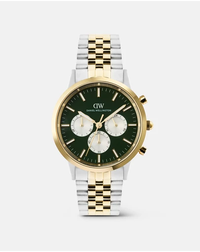 Daniel Wellington - Iconic Chronograph 42mm Arch 5-Link Emerald Panda Two-Tone