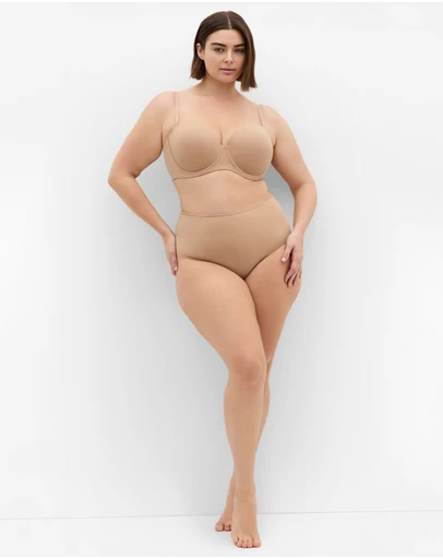 City Chic - Plus Size Luxe Microfibre Strapless Bra - cafe