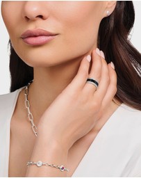 THOMAS SABO - Silver Band Ring with Black Cold Enamel and Zirconia