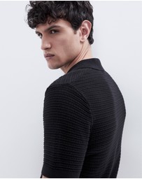 UNISON - Pointelle Stitch Knit Polo
