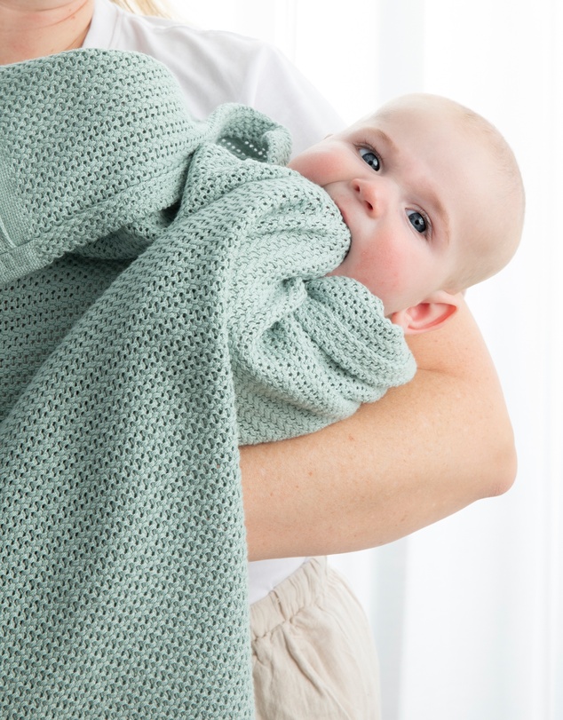Living Textiles - Cotton Cellular Blanket - Sage