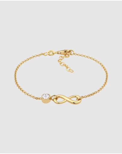Elli Jewelry - Bracelet Women Infinity White Crystals 925 Sterling Silver Gold Plated