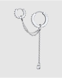 Elli Jewelry - Earrings Earcuff Single with Crystals 925 Sterling Silver