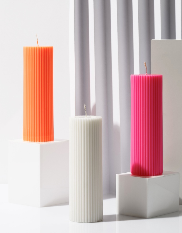 XRJ Celebrations - Pillar Neon Orange Candle