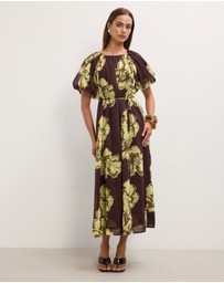 The Fated - Noa Puff Sleeve Midi Dress