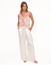 Petal & Pup - Ismena Tie Front Top - Blurred Pink Floral