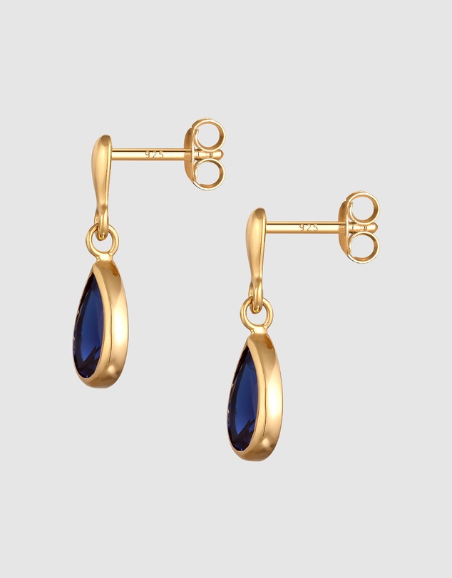 Elli Jewelry - Sapphire Teardrop Earrings in Gold-Plated 925 Silver