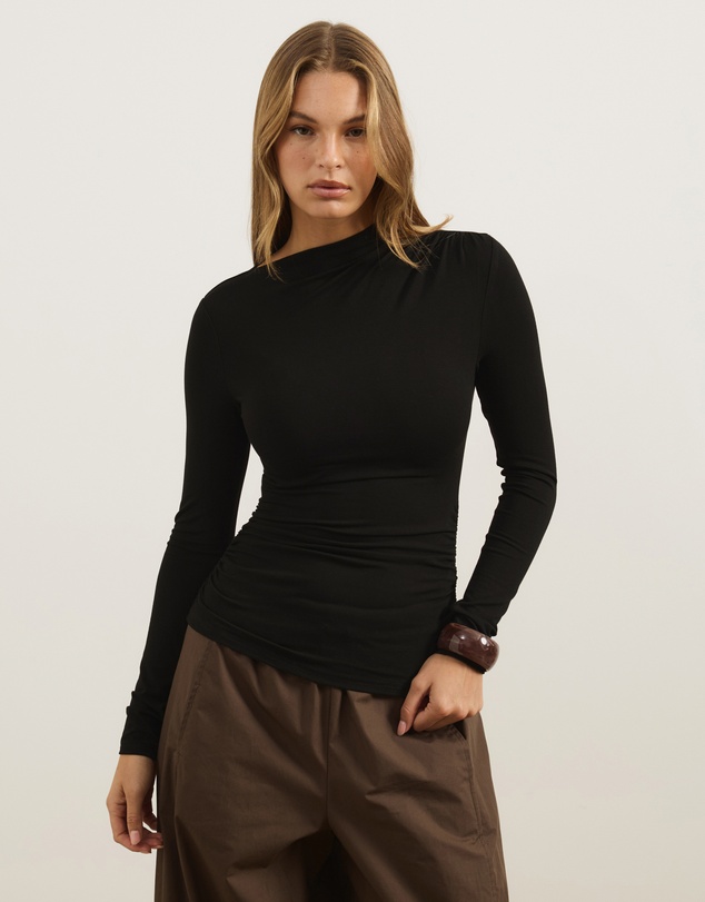 Atmos&Here - Poppy Asymmetrical Draped Jersey Top