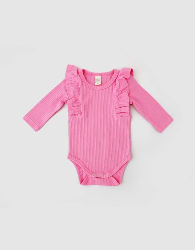 WITH LOVE FOR KIDS - Shimmy Wide Ribbed Long Sleeve Onesie - Babies