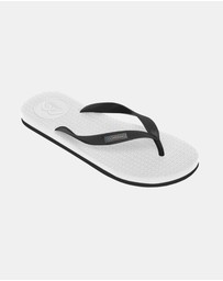 Boomerangz Footwear - Men's White/Black Thongs with arch support and 2 x interchangeable straps