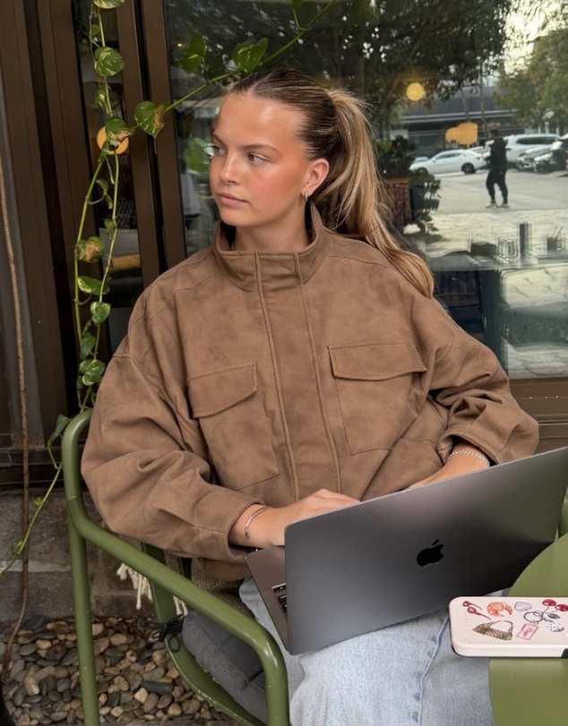 Beginning Boutique - Sapna Brown Oversized Funnel Neck Suedette Jacket
