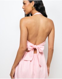 AERE - Odele Linen Halter Midi Dress