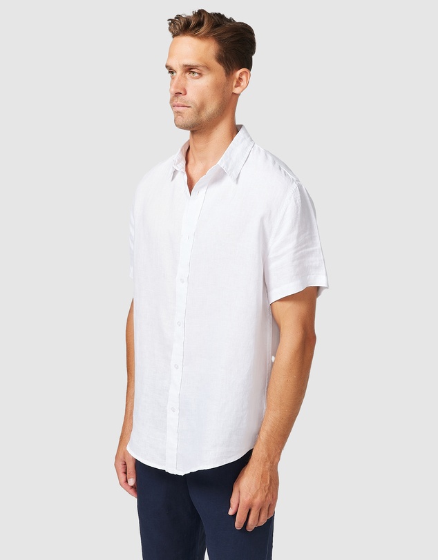 Vacay Swimwear - S/S White Linen Shirt
