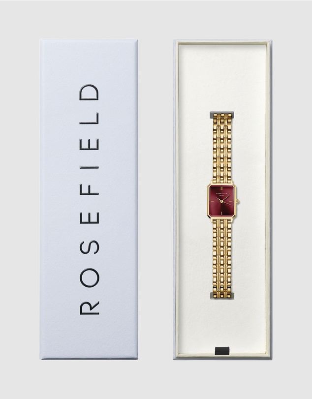 Rosefield - The Octagon XS Burgundy Gold-Tone Bracelet Watch