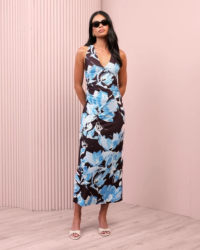 Azzurielle - Leland Halter Cross Back Dress