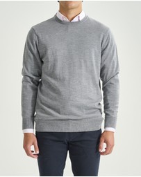 3 Wise Men - 3 Wise Men Driver Crew Neck Merino Knit - Grey Marle