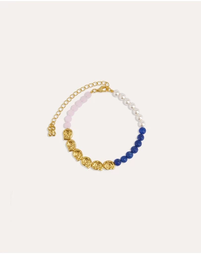 Ottoman Hands - Waterproof Lapis and Pink Jade Beaded Bracelet