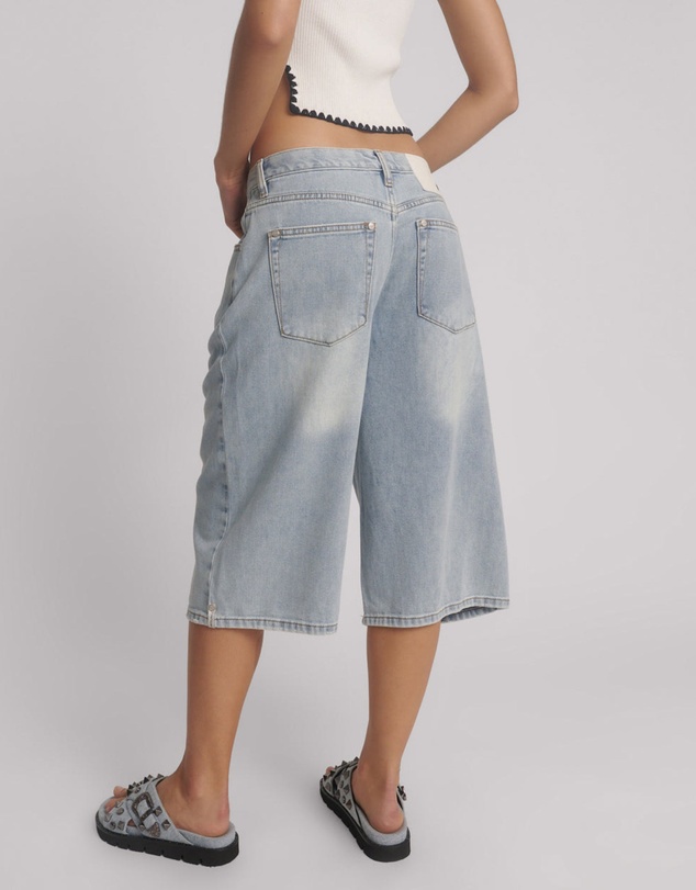 ONE TEASPOON - Beastie Low Waist Wide Leg Denim Jorts - Soft Blue