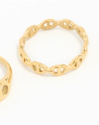 Lovisa - Waterproof Gold Plated Stainless Steel Link Stacking Rings 2-Pack