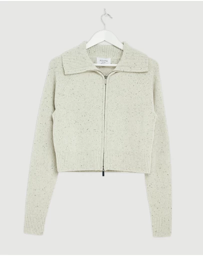 Revibe - Repaired Minima Esenciales Niles Merino Wool Zip Cardigan - AU 8