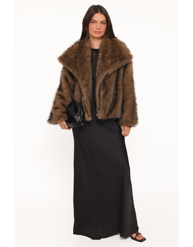 Petal & Pup - Carmie Fur Collared Jacket - Brown