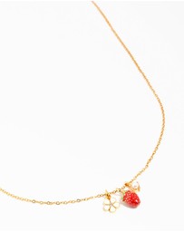 Lovisa - Waterproof Gold Plated Stainless Steel Strawberry & Flower Pendant Necklace