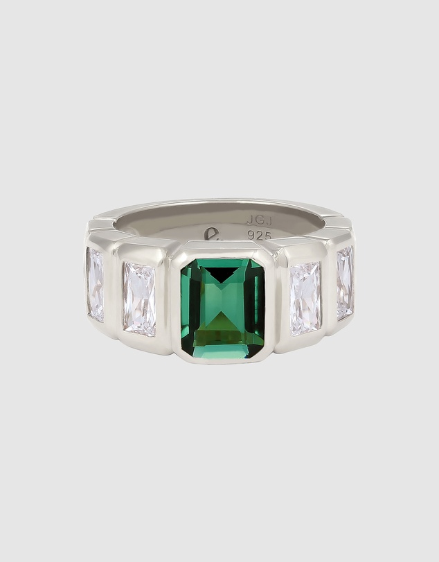 Elli Jewelry - Quartz Rectangle Band Ring in 925 Silver