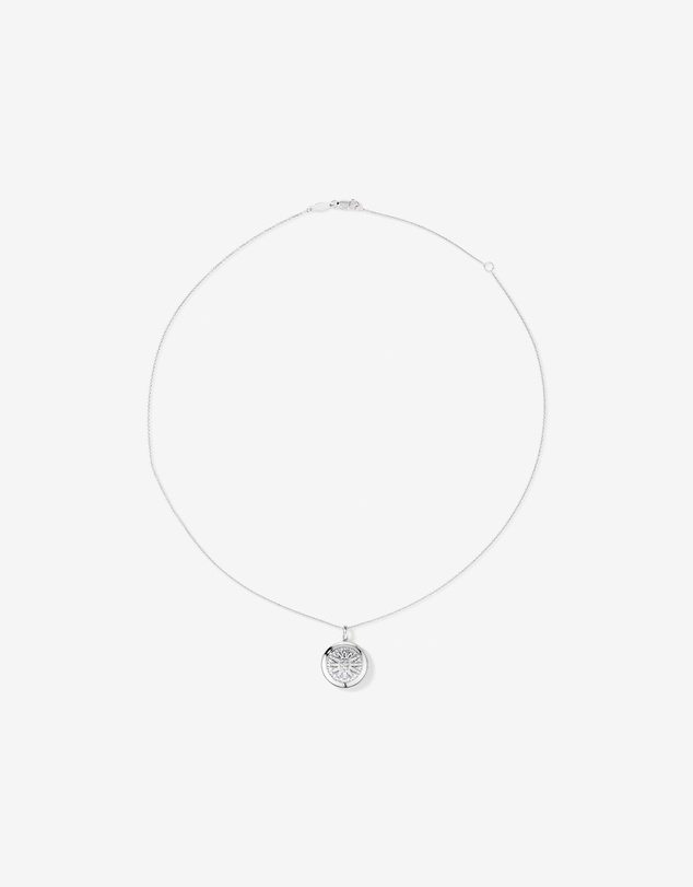 Michael Hill - Diamond Accent Engraved Round Locket With Chain in Sterling Silver
