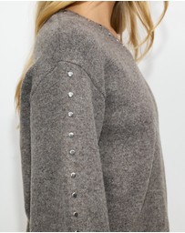 Dazie - Addison Studded Off Shoulder Knit Jumper