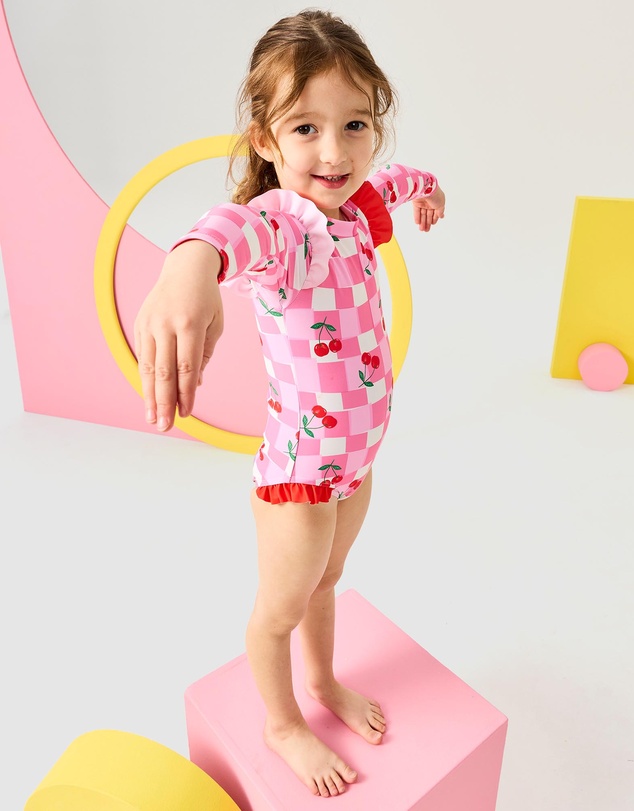 Rock Your Kid - Pretty Cherry Long Sleeve Swimsuit - Kids-Teens