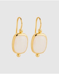 Najo - Fleur Yellow Gold Rainbow Moonstone Earrings