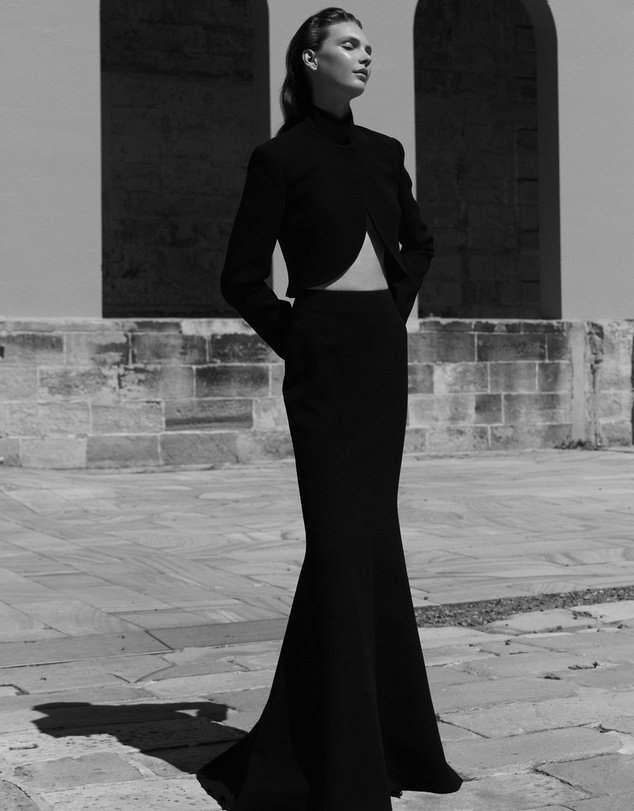 Carla Zampatti - Black Crepe Fishtail Maxi Skirt