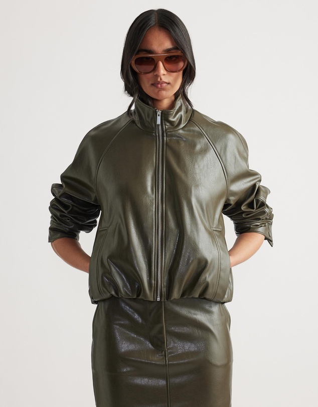 Decjuba - Ari Faux Leather Bomber Jacket