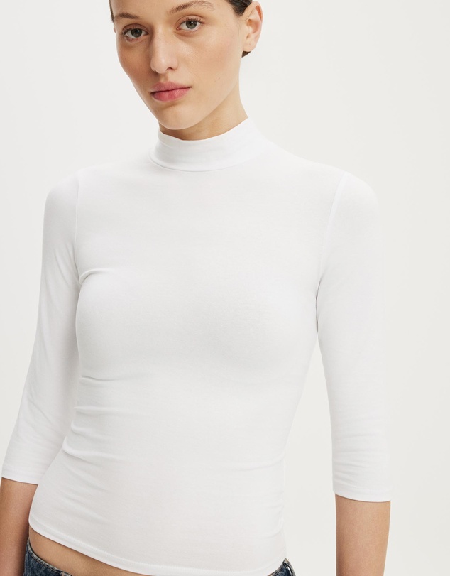 Cotton On - 90S Mock Neck 3/4 Sleeve