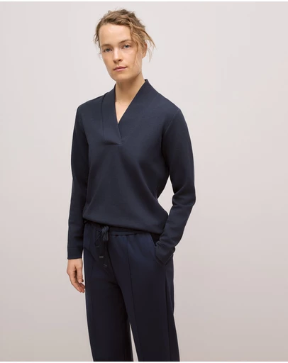 Trenery - Jacquard Shawl Neck Sweat in Night Sky