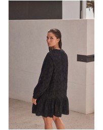 NEXT - 3D Cornelli Embelished Long Sleeve Tiered 100% Cotton Mini Dress