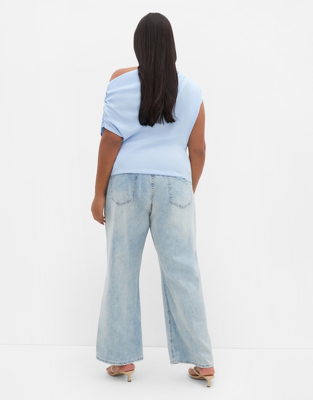 City Chic - Plus size Imani Off Shoulder Top - sky blue