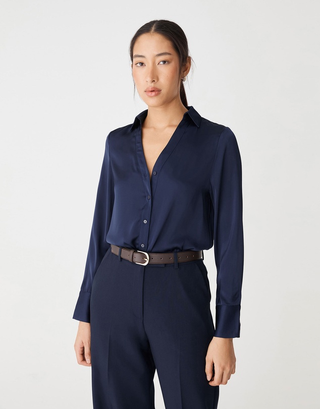 Forcast - Lila V-neck Satin Blouse