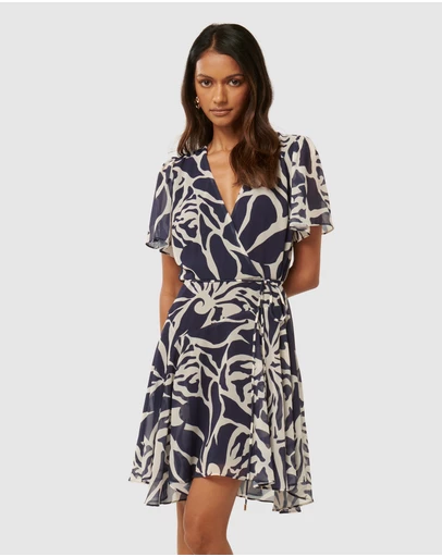 Forever New Petite - Kora Petite Asymmetric Flutter Sleeves Mini Dress