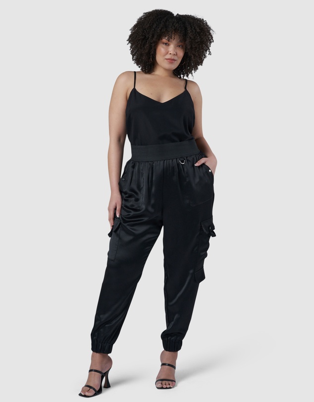 Sunday In The City - Jaded Satin Cargo Pants