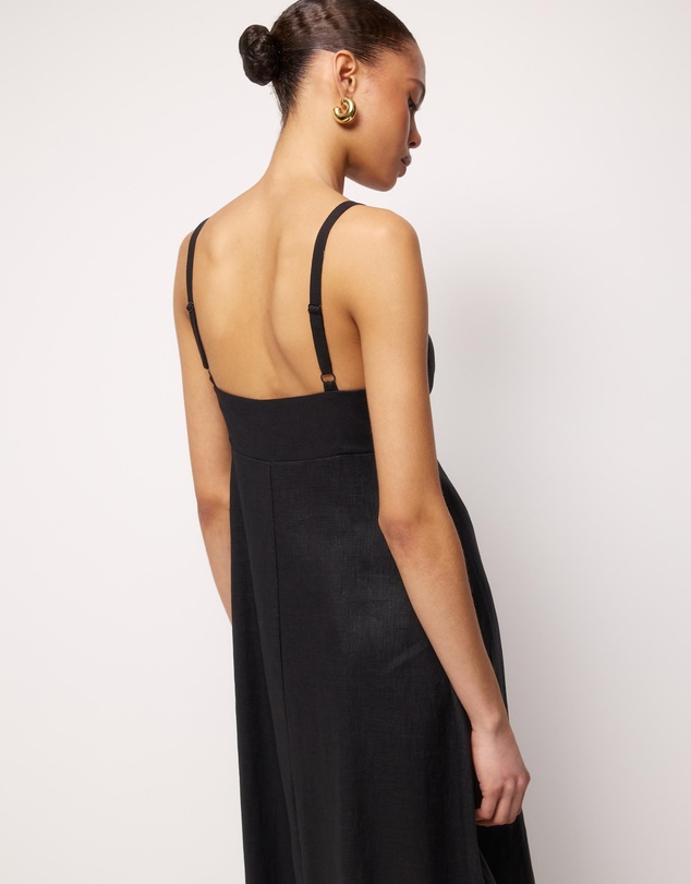 AERE - Millie Linen V Neck Midi Dress