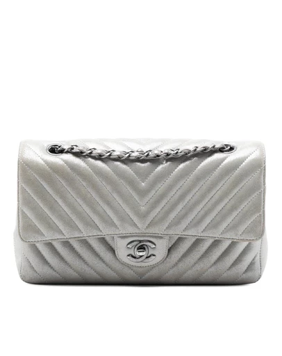 Pre-Loved by Azura Reborn - Pre-Loved Medium Classic Chevron Iridescent Lambskin Double Flap