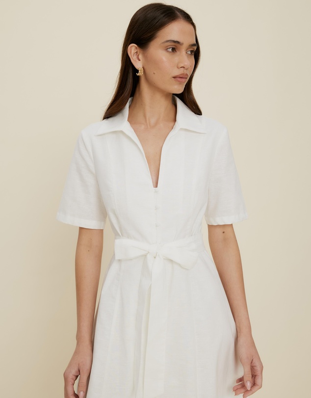 The Fated - Claudia Linen Blend Midi Dress