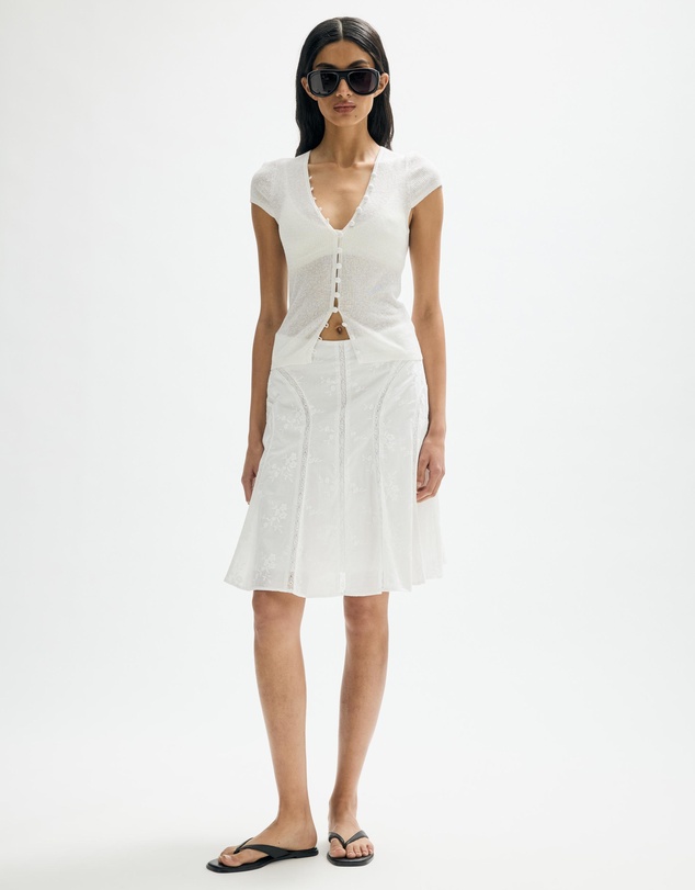 Minima Esenciales - Masson Cotton and Lace Midi Skirt