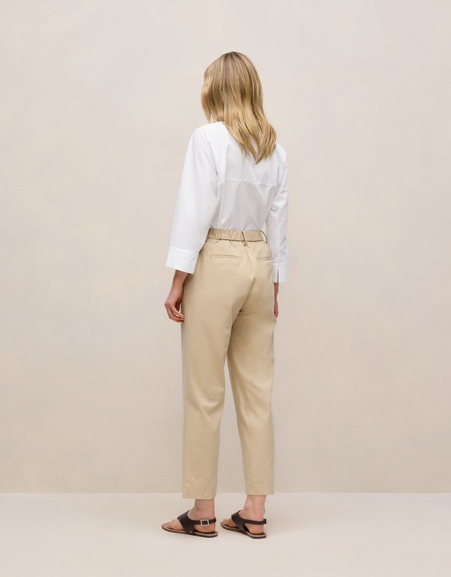 Trenery - Cotton Blend Straight Leg Pant in Sand