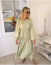 Esther & Co - Iolana Dress - Soft Khaki Long Sleeve