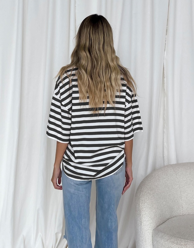 Dazie - Nostalgia Stripe Oversized Boyfriend Tee