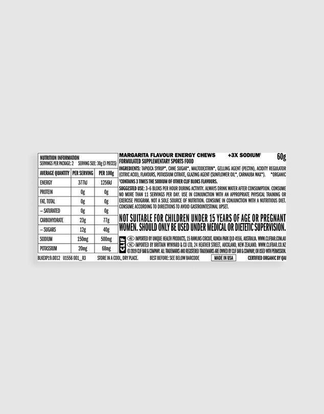 CLIF - Margarita Bloks Energy Chews - 18x60g